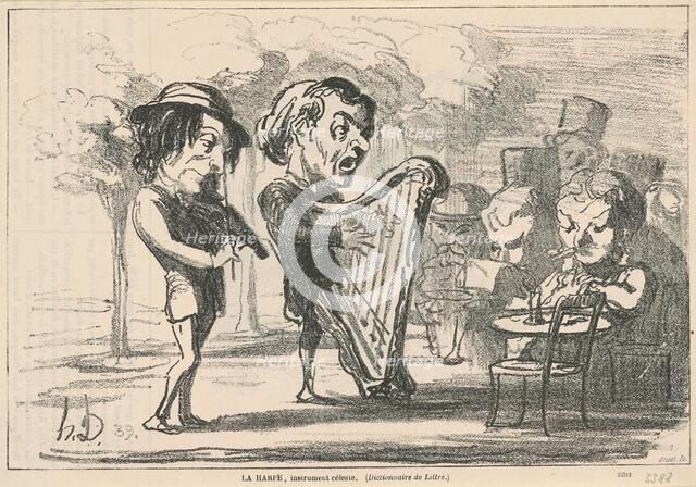La harpe, instrument céleste, 19th century. Creator: Honore Daumier.