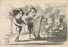 La harpe, instrument céleste, 19th century. Creator: Honore Daumier