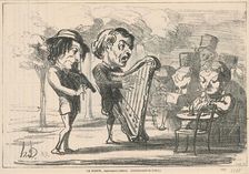 La harpe, instrument céleste, 19th century. Creator: Honore Daumier