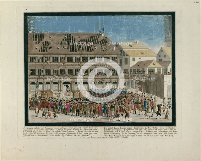 La Journée du 21 juillet 1789. The Storming of Strasbourg City Hall on July 21, 1789, c. 1790. Creator: Devere, G. (active ca. 1790).