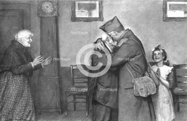 ''La joie dans les Foyers; Le retour du prisonnier', 1918. Creator: J Simont.