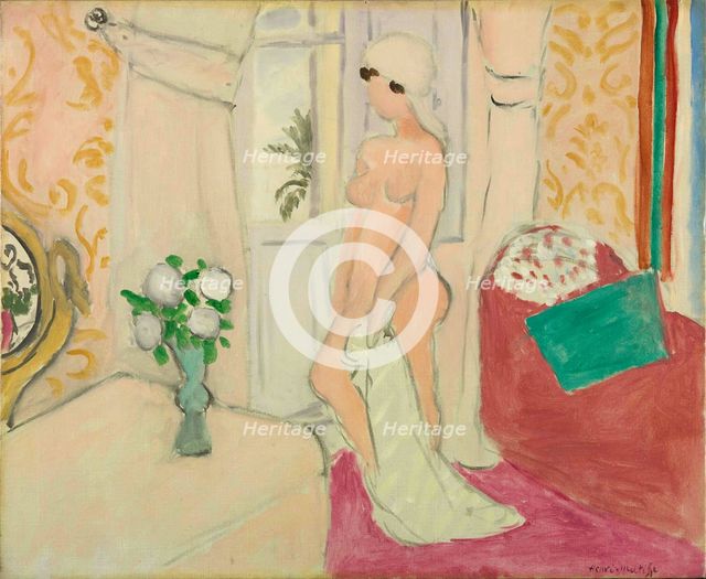La jeune fille et le vase de fleur (ou Le nu rose), c1920. Creator: Henri Matisse.