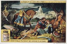La Jerusalem deliveree par le Tasse, Tancrede baptises the dying Clorinde. 19th Century