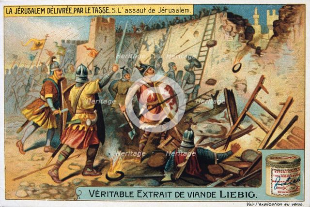 La Jerusalem deliveree par le Tasse, The assault on Jerusalem. 19th Century. Artist: Unknown