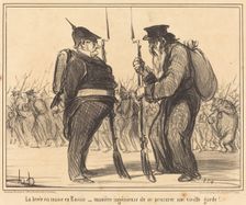 La levée en masse en Russie - manière ingénieuse de se procurer une vieille garde!..., 1855. Creator: Honore Daumier