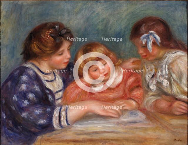 La Leçon (Bielle, l'institutrice et Claude Renoir lisant), c. 1906. Creator: Renoir, Pierre Auguste (1841-1919).