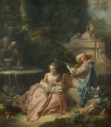 La Leçon de musique, 18th century. Creator: Francois Boucher