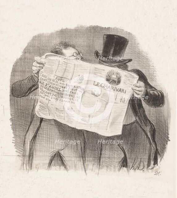 La Lecture du Charivari, 1840.  Creator: Honore Daumier.
