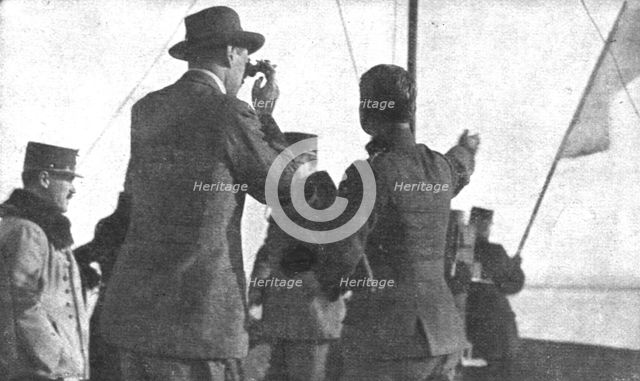 ''La liberation de la Serbie; Sur le Danube, le 8 novembre; le comte Karolyi, venant...', 1918. Creator: Unknown.