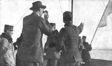 'La liberation de la Serbie; Sur le Danube, le 8 novembre; le comte Karolyi, venant... 1918. Creator: Unknown