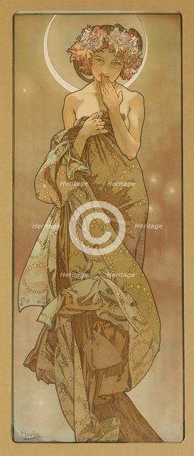 La Lune (The Moon). From the Series "The Moon and the Stars", 1902. Creator: Alphonse Mucha.