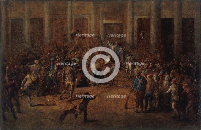 La mort de Flesselles, prévôt des marchands, devant l'Hôtel de Ville, le 14 juillet 1789. Creator: Jean-Baptiste Lallemand.