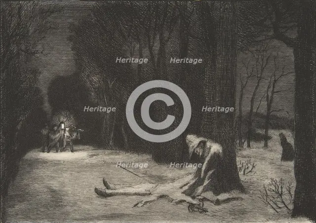 La Mort de Matamore (Capitaine Fracasse), 1864. Creator: Felix Bracquemond.