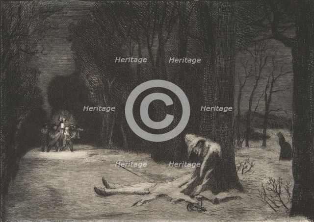 La Mort de Matamore (Capitaine Fracasse), 1864. Creator: Felix Bracquemond.