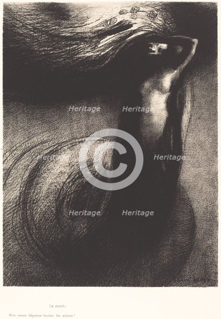 La Mort: Mon ironie depasse toutes les autres! (Death: My iron surpasses all others!), 1889. Creator: Odilon Redon.