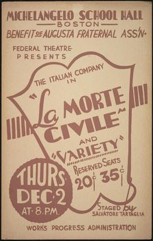 La Morte Civile, Boston, 1937. Creator: Unknown
