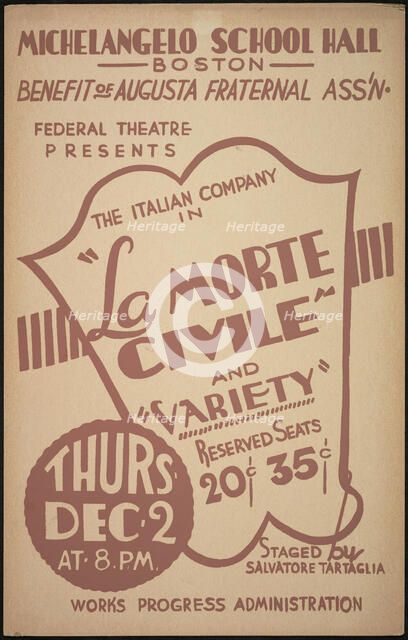 La Morte Civile, Boston, 1937. Creator: Unknown.