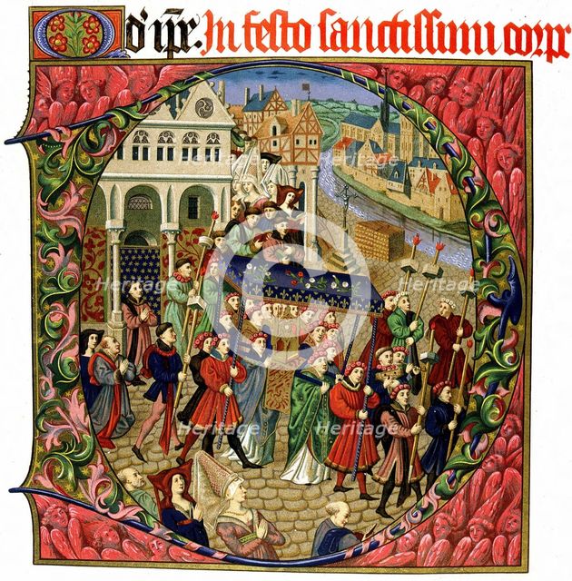 La Maison aux Piliers, la place de Grève in Paris. From: Juvénal des Ursins , c. 1450.