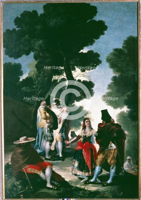 'La Maja y los embozados '(The Paseo de Andalucía), 1777. Creator: Goya y Lucientes, Francisco de (1746 - 1828).