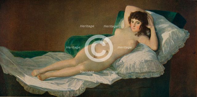 'La Maja Desnuda', (The Naked Maja), c.1797-1800, (c1934). Artist: Francisco Goya.