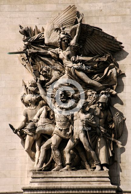 La Marseillaise personified on the Arc de Triomphe, Paris, France. Creator: Francois Rude.