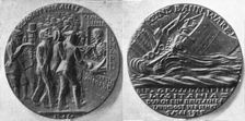 La medaille commemorative allemande du torpillage du "Lusitania". 7 mai 1915 1915. Creator: Unknown