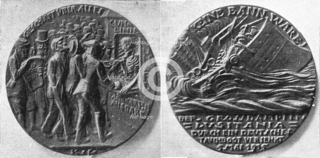 'La medaille commemorative allemande du torpillage du "Lusitania". 7 mai 1915', 1915. Creator: Unknown.