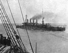 La Mission Joffre-Viviani en Amerique; Le cuirasse americain venu au-devant de la Lorraine..., 1917 Creator: Unknown