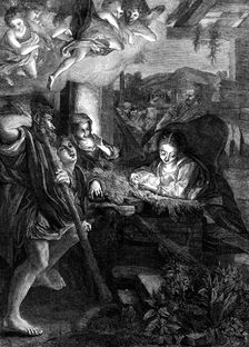 "La Notte", from the picture by Correggio, in the Dresden Gallery, 1873. Creator: Henry Duff Linton