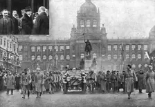 La Nouvelle Europe; la republique Tchecoslovaque; L'entrée a Prague du president Mazaryk..., 1918. Creator: Pragaphot