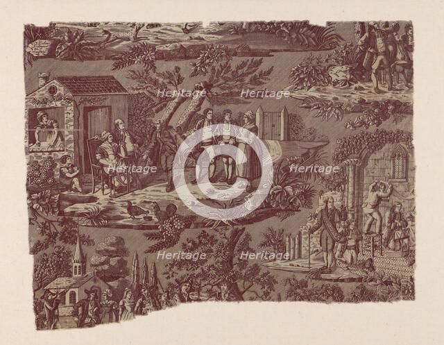 La Noce de Campagne (The Country Wedding) (Furnishing Fabric), France, c. 1820. Creator: Unknown.