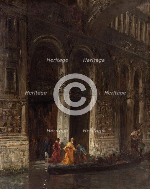 La sortie du Palais des Doges sous le pont des Soupirs, c.1870. Creator: Felix Francois Georges Philibert Ziem.