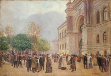 La sortie du Salon, au Palais de l'Industrie, c1890. Creator: Jean Beraud