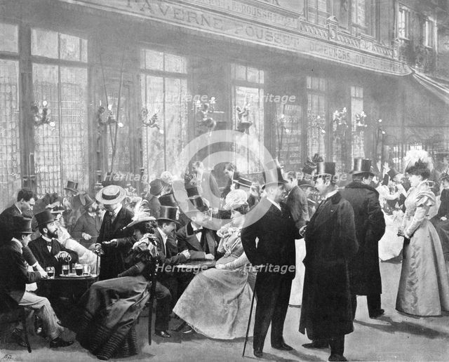 'La Sortie Des Theatres - L'Heure Du Chocolat', 1900. Artist: Unknown.