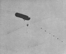 La "Saucisse"; Le parachute commence a se deployer 1916. Creator: Unknown