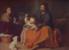 La Sagrada Familia (The Holy Family with a Little Bird) c1650, (c1934). Artist: Bartolomé Esteban Murillo