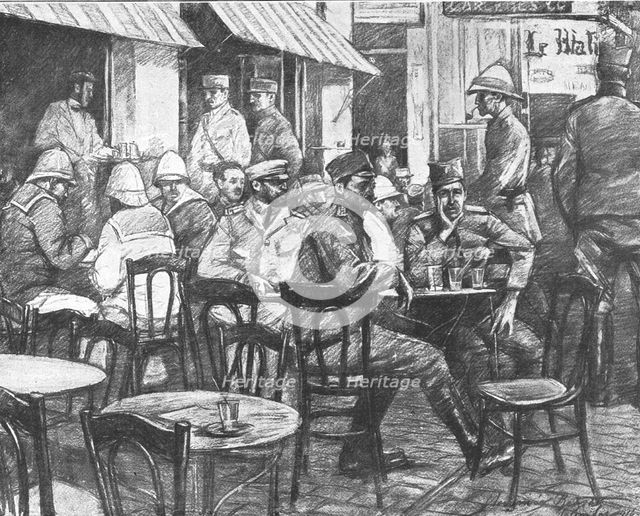 'La saison a Salonique juillet 1916. Journees d'attente a Salonique la terrasse d'un café', 1916.  Creator: Vladimir Betzitch.