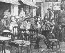 La saison a Salonique juillet 1916. Journees d'attente a Salonique la terrasse d'un café 1916. Creator: Vladimir Betzitch