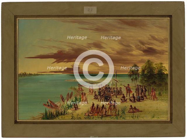 La Salle Claiming Louisiana for France. April 9, 1682, 1847/1848. Creator: George Catlin.