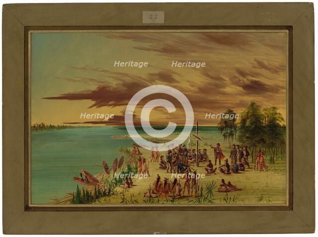 La Salle Claiming Louisiana for France. April 9, 1682, 1847/1848. Creator: George Catlin.