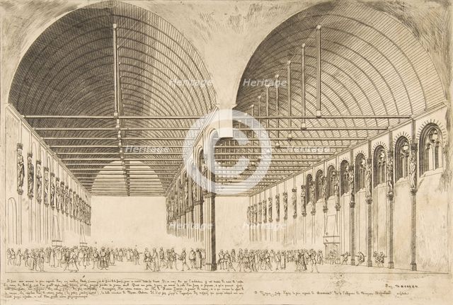 La salle des pas-perdus a l'ancien Palais de Justice (The antechamber of the Palais de Jus..., 1855. Creator: Charles Meryon.