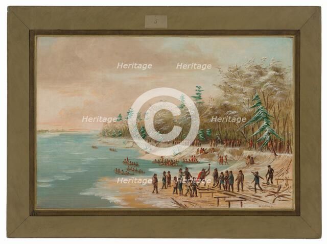 La Salle Driving the First Bolt for the Griffin. January 26, 1679, 1847/1848. Creator: George Catlin.