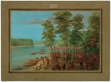 La Salle Taking Possession of the Land at the Mouth of the Arkansas. March 10, 1682, 1847/1848. Creator: George Catlin