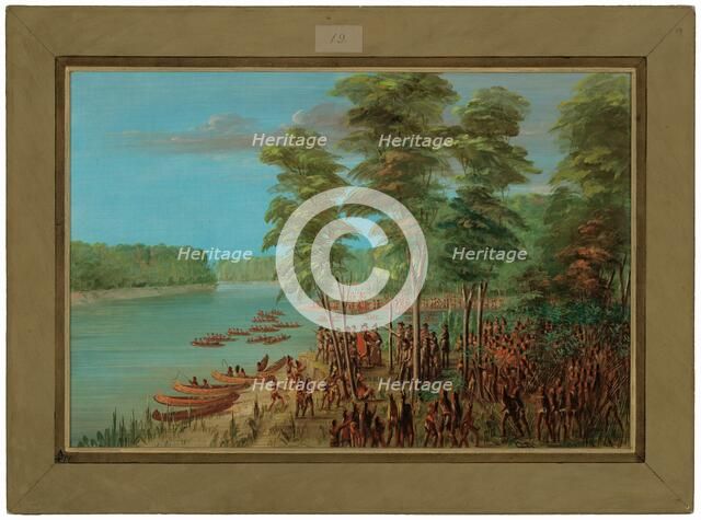 La Salle Taking Possession of the Land at the Mouth of the Arkansas. March 10, 1682, 1847/1848.      Creator: George Catlin.