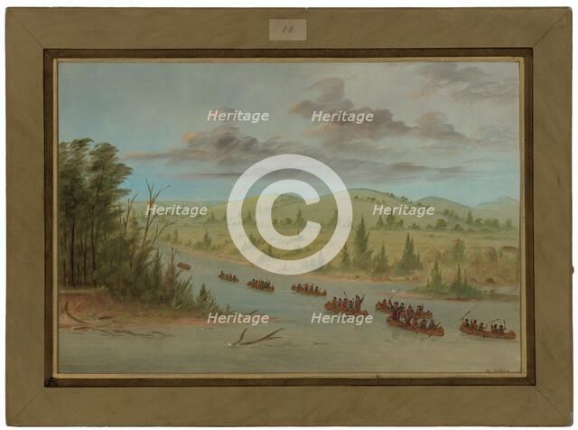 La Salle's Party Entering the Mississippi in Canoes. February 6, 1682, 1847/1848. Creator: George Catlin.