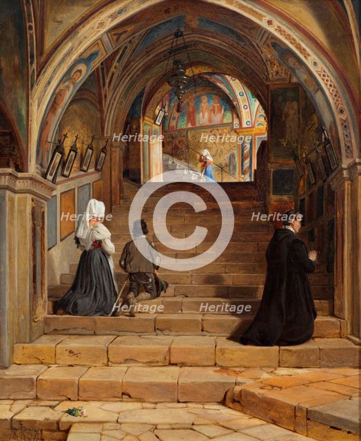 La Scala Santa at the Monastery San Benedetto near Subiaco, 1857. Creator: Jorgen Pedersen Roed.