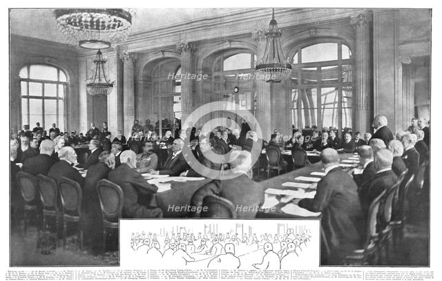'La séance historique du 7 mai 1919 a Versailles; les plenipotentiaires allemands..., 1919. Creator: Unknown.