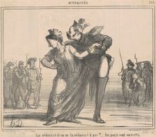 La séduira-t-il? Les Paris sont ouverts, 19th century. Creator: Honore Daumier