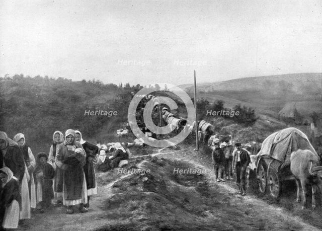 ''La Serbie Douloureuse; L'exode devant l'invasion autrichienne', 1914. Creator: Unknown.