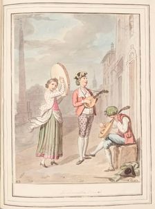 La Serenatta, Rome, leaf from A Collection of Dresses by David Allan Mostly from Nature 1776. Creator: David Allan
